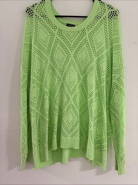 torrid Lime Green Open-Knit Diamond Sweater size 3 3x 22-24